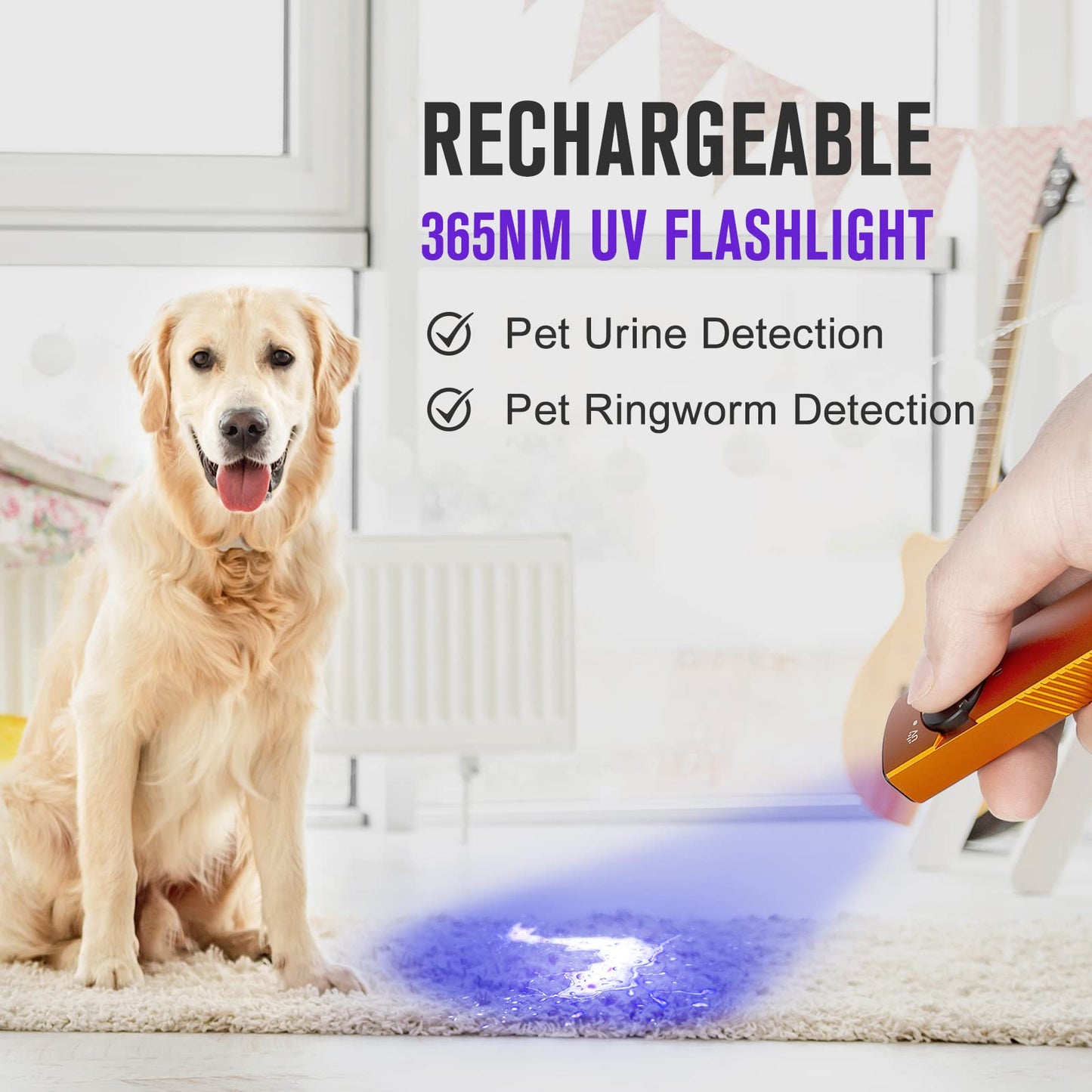 OLIGHT Arkfeld UV Rechargeable EDC Flashlight, 1000 Lumens, 365nm Blacklight, Orange, Model O-AKUV-OGNW#US-FBA