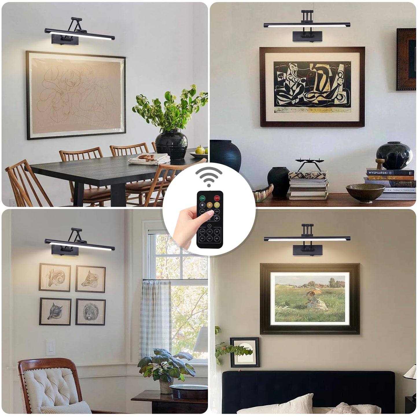Battery Operated Picture Light With Remote 16 Black Art Light For discomfort-reducingting Dimmable & Timer Wireless Gallery Lights 3Cct Frame Lighting Rechargeable Wall Lights For Artwork Potrait Dartboard