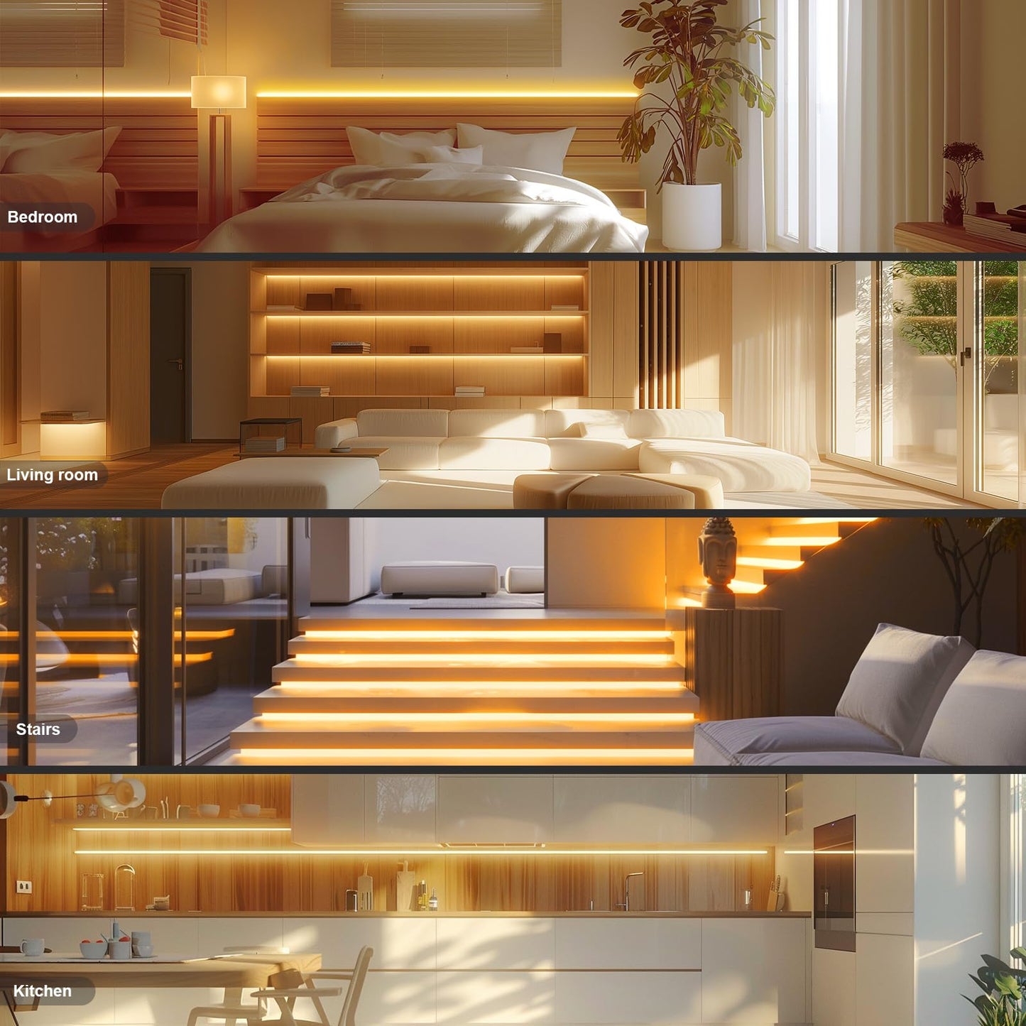 Bunacet Cob Led Strip Lights Bright Cob Led Lights 20Ft Led 3000K Cool White Dimmable Led With Rf Remote Under Cabinet Lighting For Bedroom Counter Kitchen