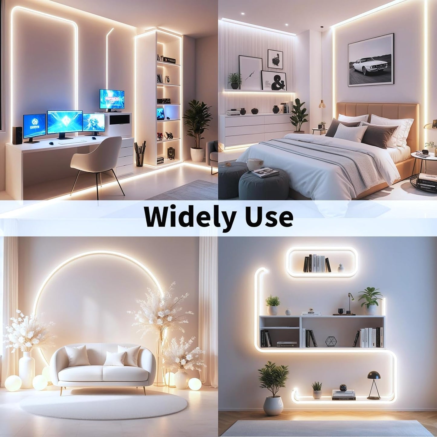 iNextStation LED Strip Light 16.4ft 300 LEDs 12V Warm White Flexible Tape Light for Bedroom Kitchen Cabinet TV