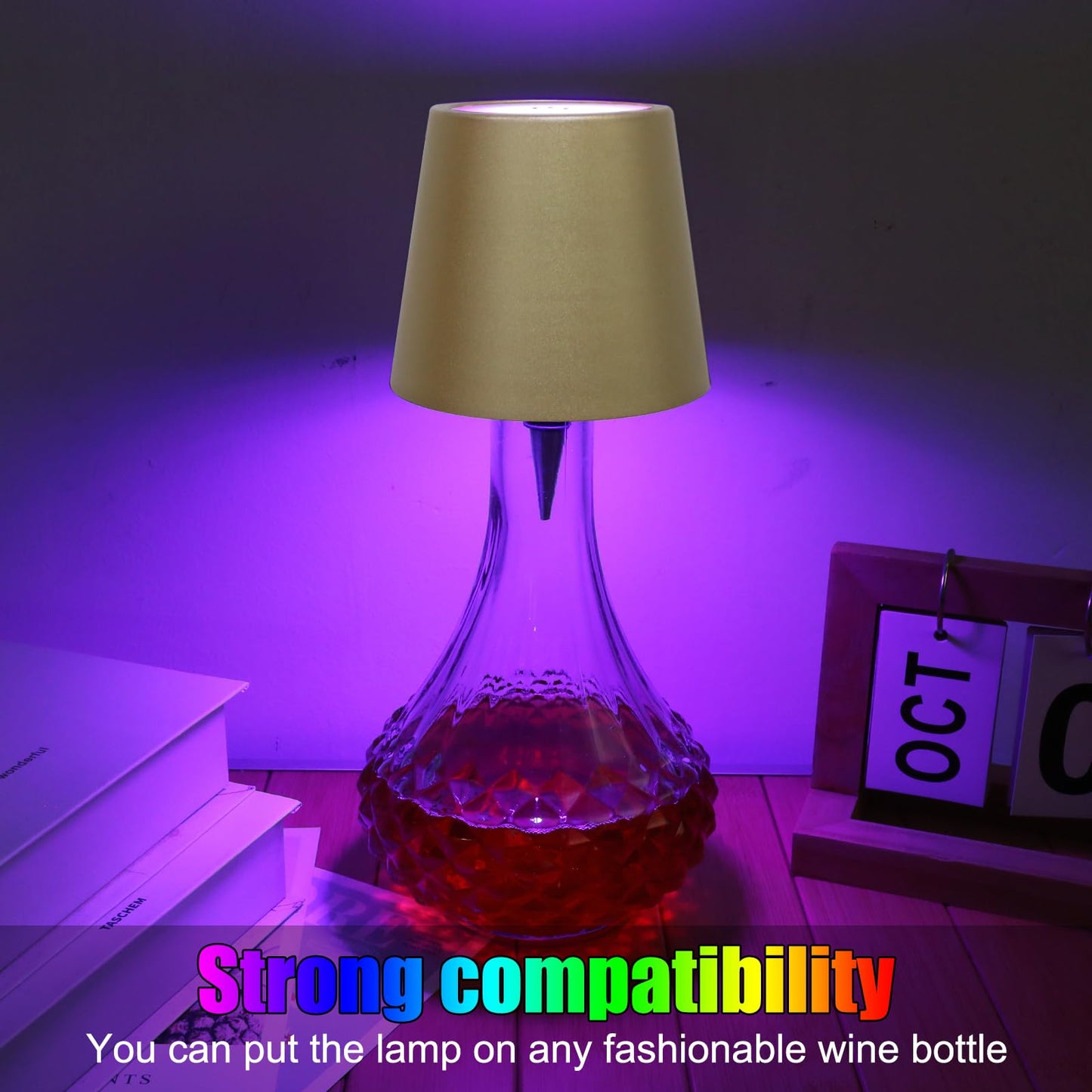 Wireless Bottle Lamp With Remote Control Rechargeable Rgb Wine Bottle With 3Modes Light Dimming Waterproof Touch Lamp Head For Room Bar Restaurant And Party Decorations(Gold Rgb)