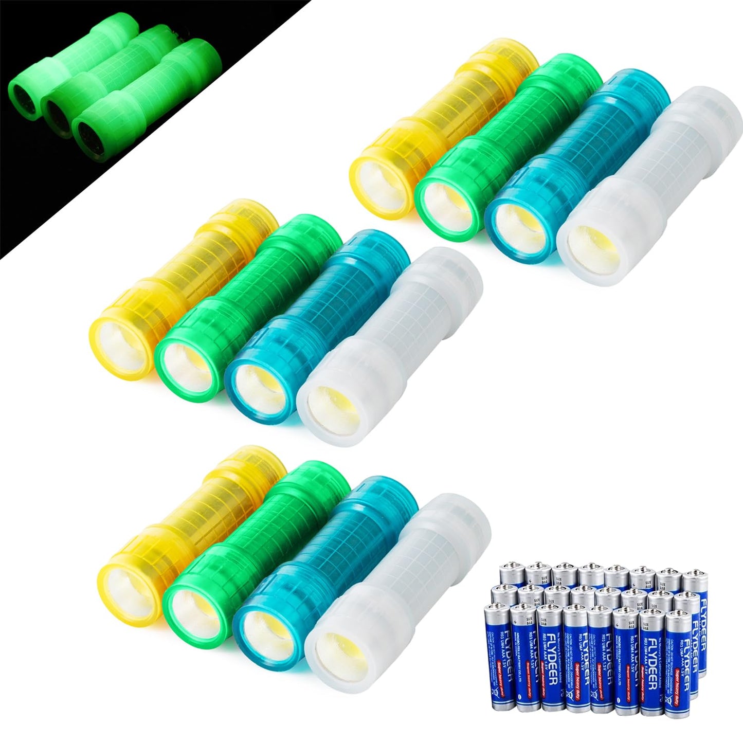 KunHe 12 Pack Glow in Dark Flashlights Mini Flashlight for Kids Bulk flashlights with Batteries Included Perfect for Teaching Ki