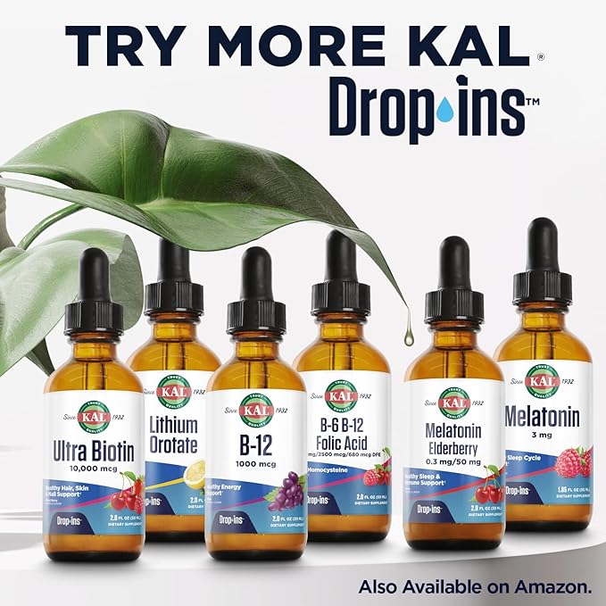 KAL D3 K2 DropIns 125 mcg / 500 mcg Liquid Vitamin D3 K2 Drops, Bone Health, Heart Health and Immune Support Supplement, Natural Citrus Flavor, 60-Day Money Back Guarantee, Approx. 59 Serv, 2 FL OZ