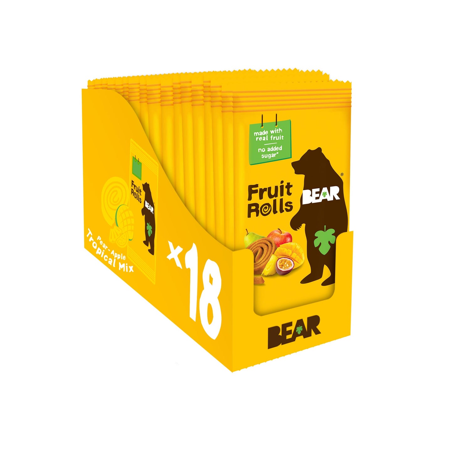 BEAR Real Fruit Snack Rolls - Gluten Free, Vegan, and Non-GMO - Tropical - 36 Rolls, Healthy School And Lunch Snacks For Kids An