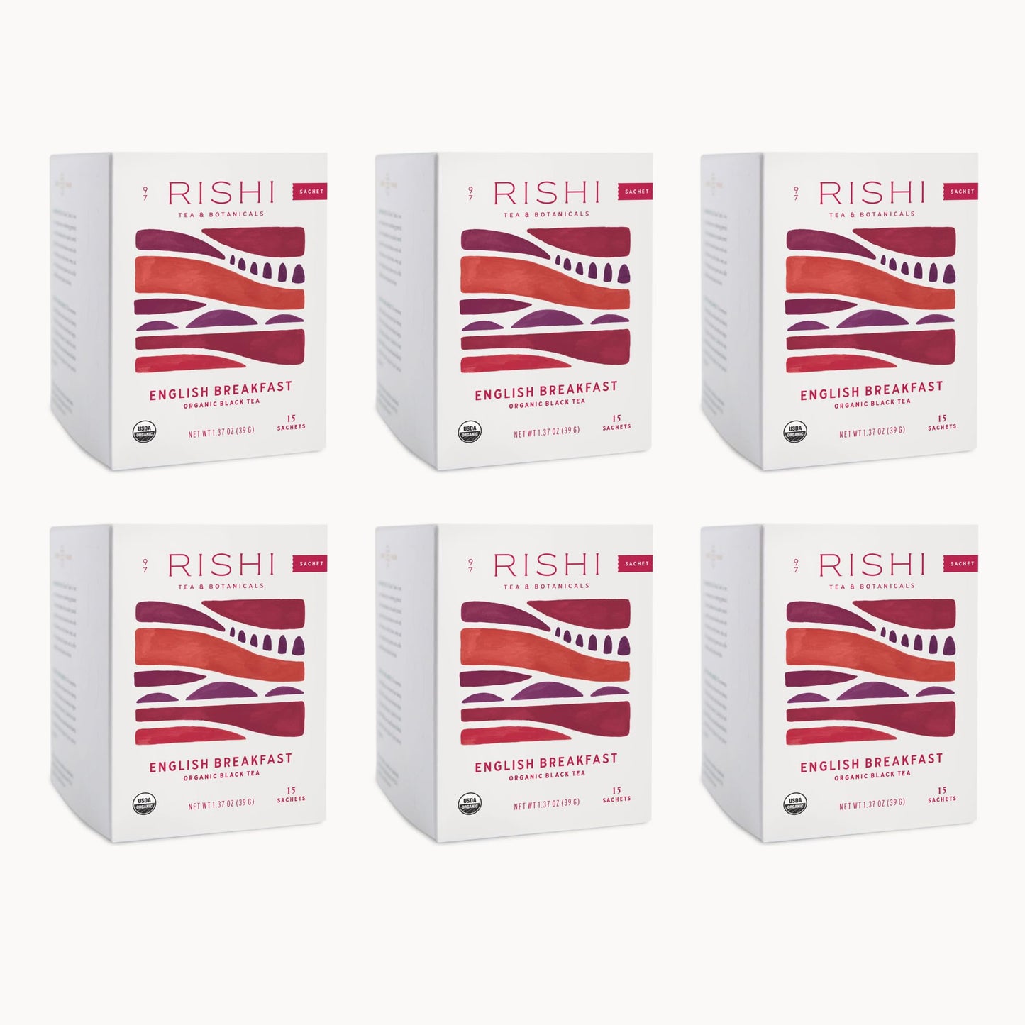 Rishi Tea English Breakfast Tea | USDA Organic Direct Trade Sachet Tea Bags, Certified Kosher Pure Black Tea, Energizing & Caffe