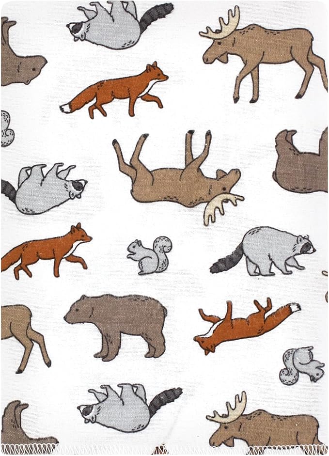 Luvable Friends Hudson Baby Flannel Burp Cloths 12pk, Woodland Animal Adventure