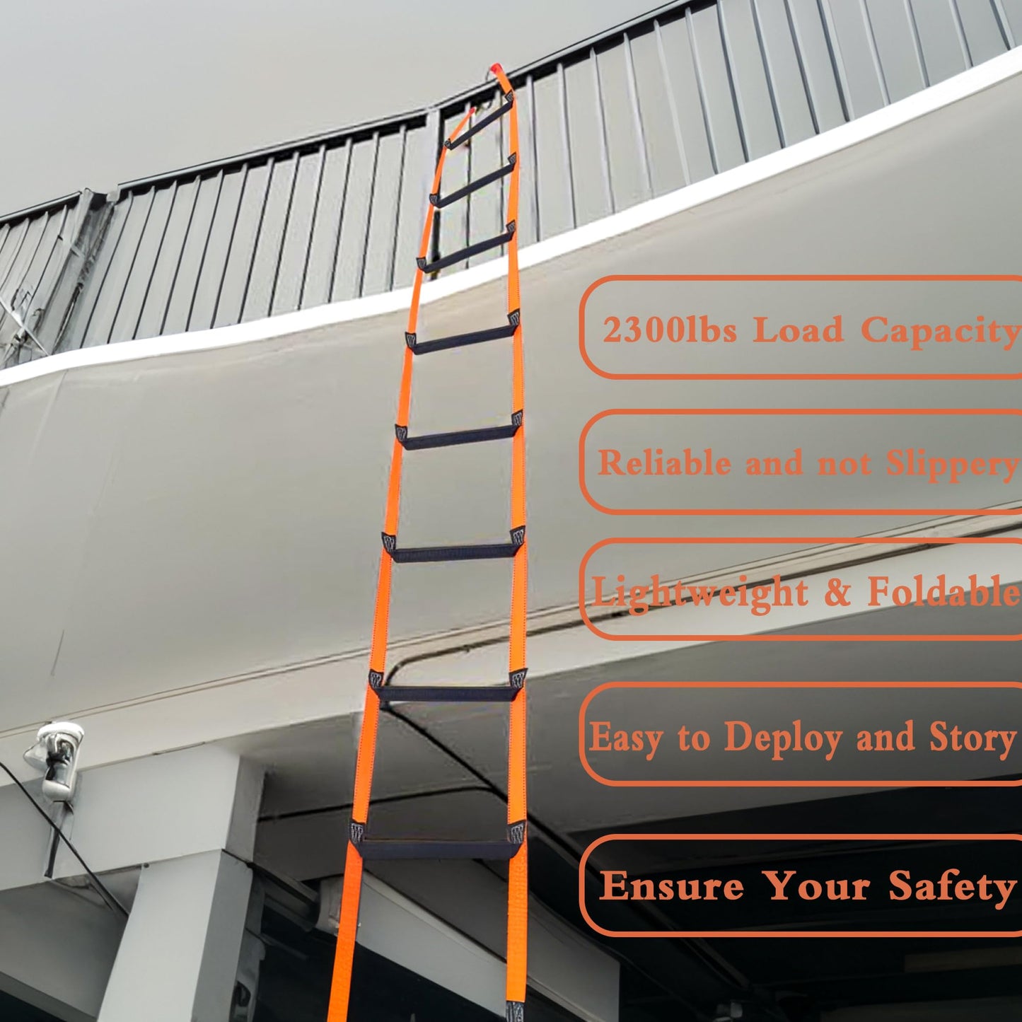 26 Feet Fire Escape Ladder Emergency Fire Ladder for 2-3 Story Homes Reusable Portable Safety Ladders for Windows, Balconies and Sailboats, Kayaks and More