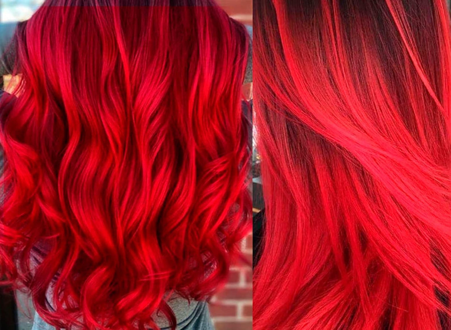 Clip In Colorful Long Hair Extension Hair Highlights Hair Streaks (Red - Straight - 2 PCS)