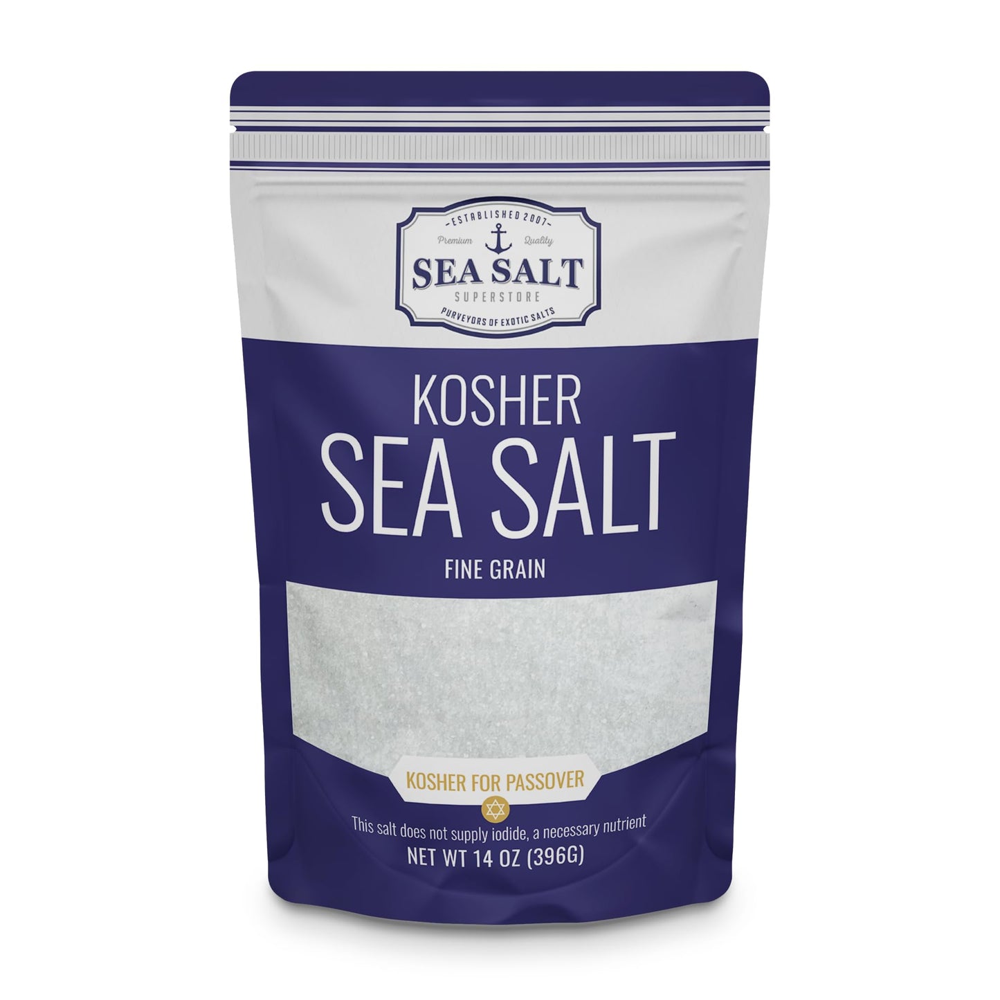 Fine Grain Kosher Salt Non-Iodized & Natural Fine Replacement for Table Salt for Table Shakers 14 oz Bag
