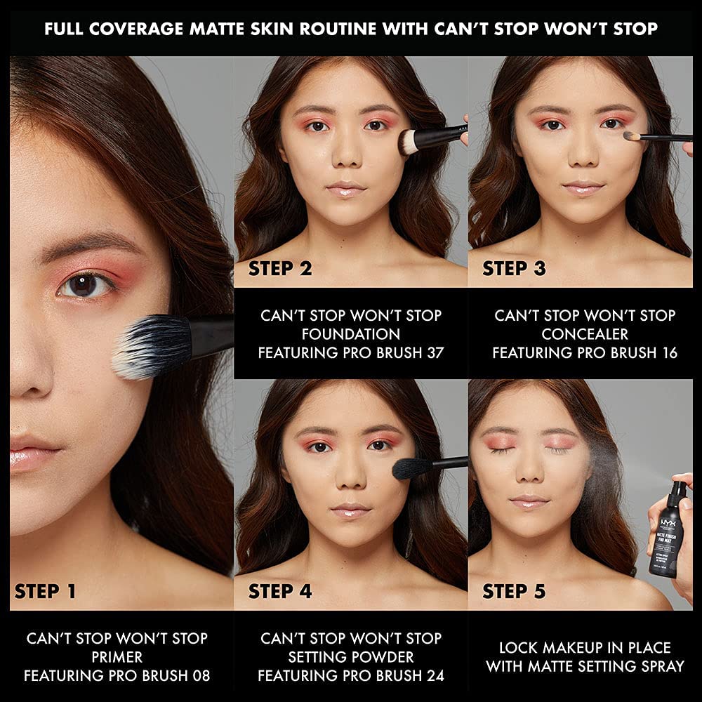 NYX PROFESSIONAL MAKEUP Can't Stop Won't Stop Foundation, 24h Full Coverage Matte Finish - Natural