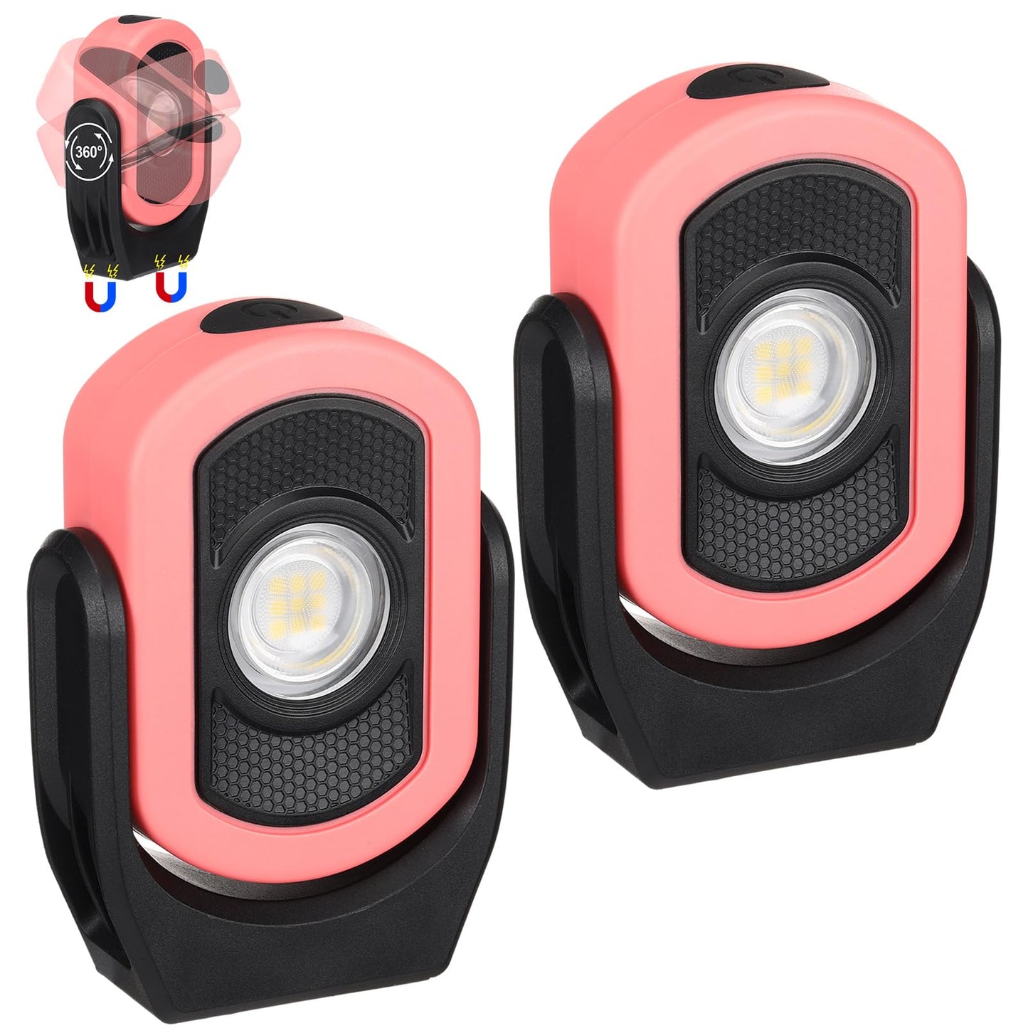 Retisee 2 Pcs 780 Lumens Magnetic Work Light USB Rechargeable LED Flashlight Portable Inspection Light for Car Repair Emergency