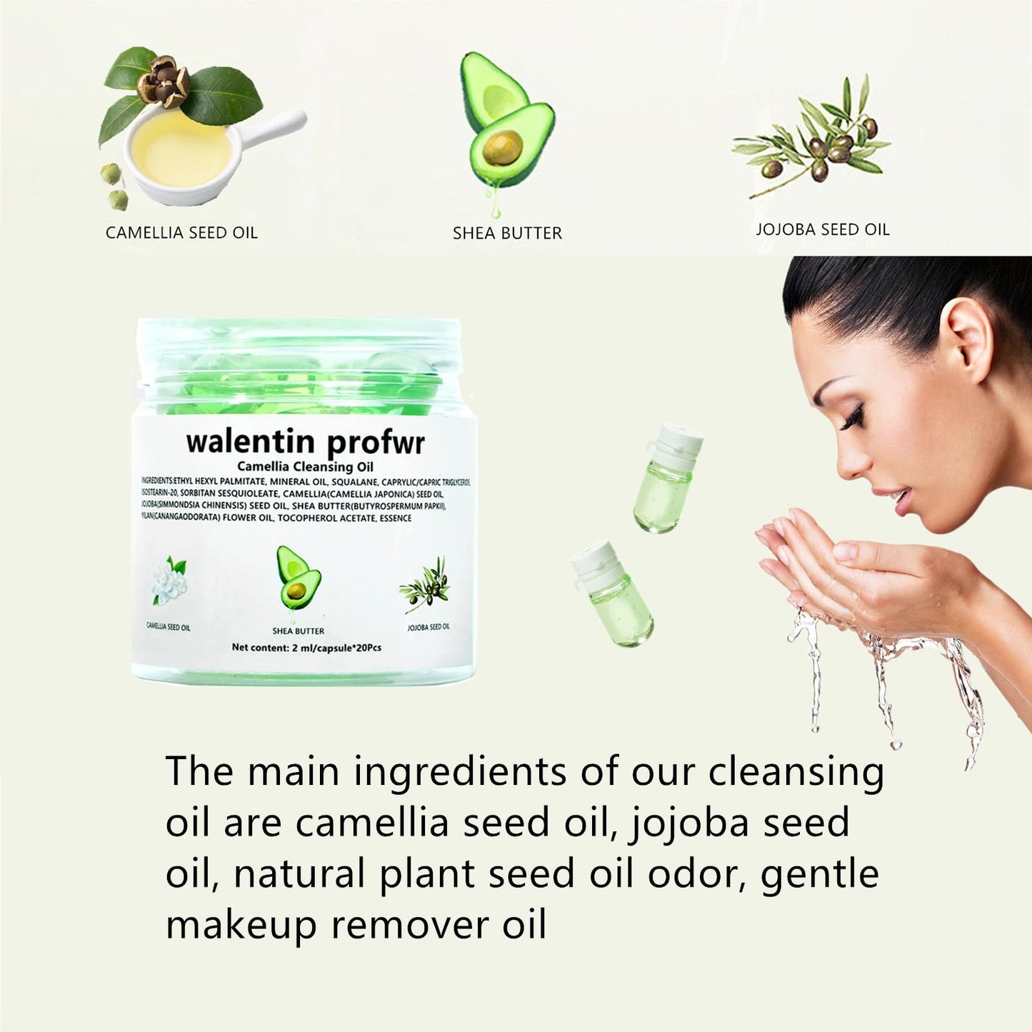 Moisturizing Cleansing Oil for Face Mini 20 Pcs Individually Packaged Gentle Makeup Remover Travel Size Essential Camellia Seed