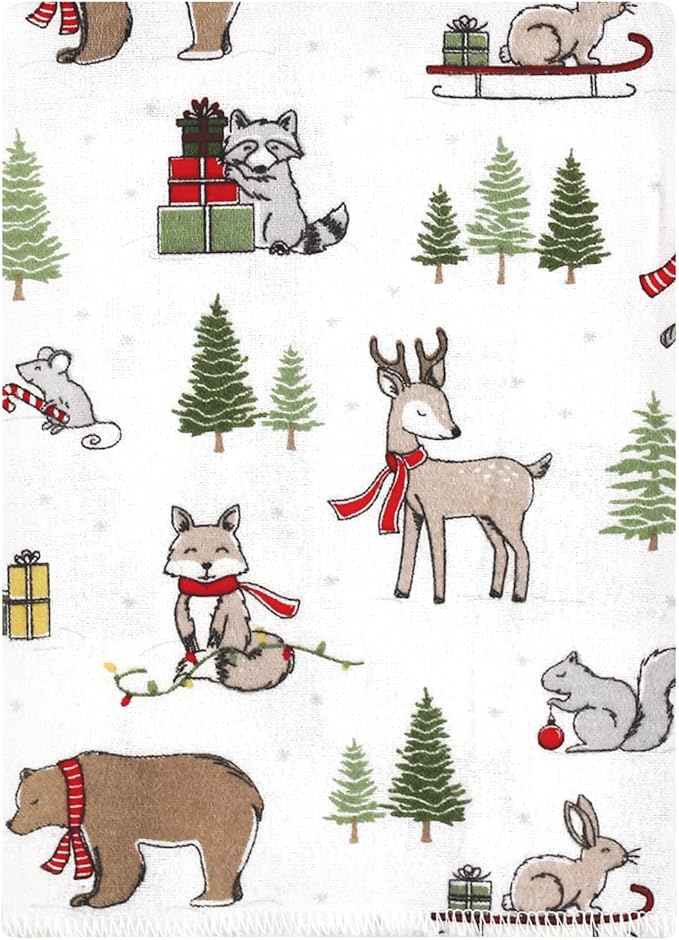 Luvable Friends Hudson Baby Flannel Burp Cloths 12pk, Holiday Forest
