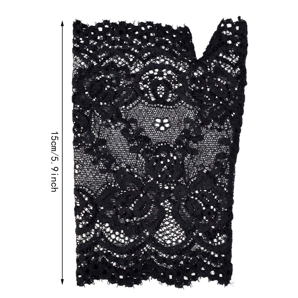 obmwang 2 Pairs Women's Lace Gloves Fingerless Floral Gloves for Bridal Prom Wedding Party Costume Accessories