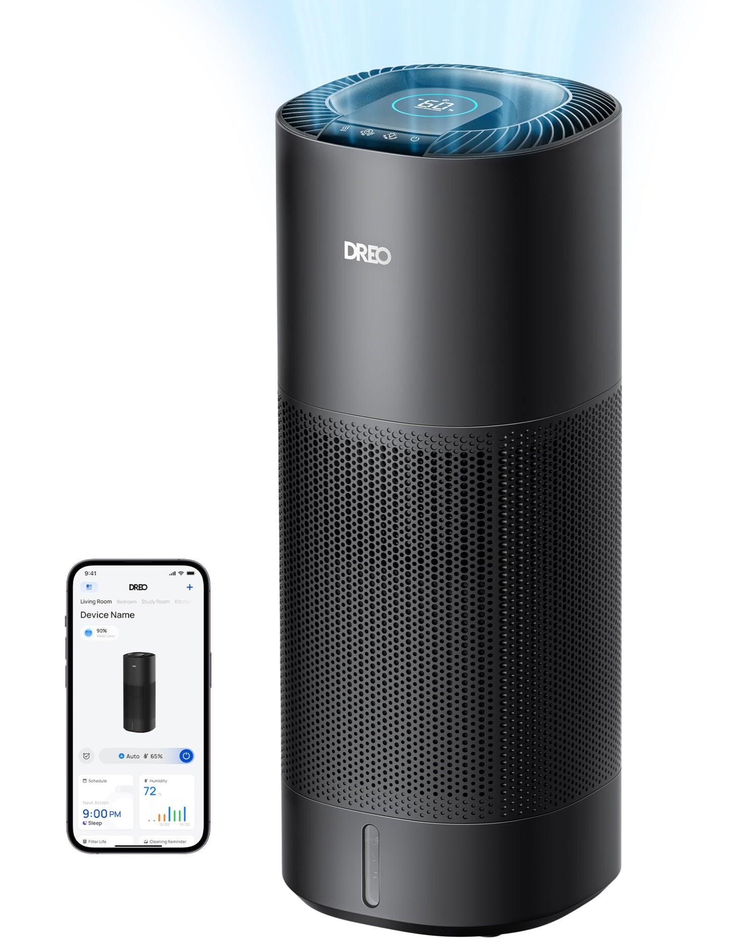 DREO Smart Evaporative Humidifier Large Room up to 1000ft, 800ml/h High Output Air Humidifiers for Bedroom, 10L, 50H Long Runtim
