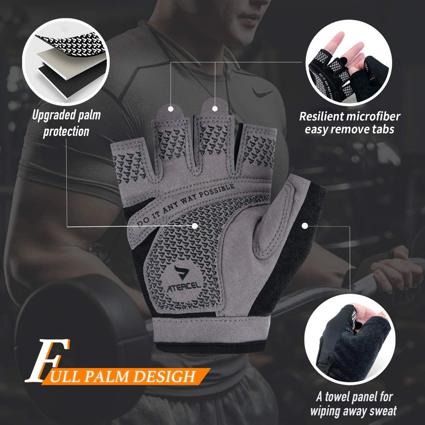 ATERCEL Weight Lifting Gloves Full Palm Protection, Workout Gloves for Gym, Cycling, Exercise, Breathable, Super Lightweight for Men and Women(Aqua, L)