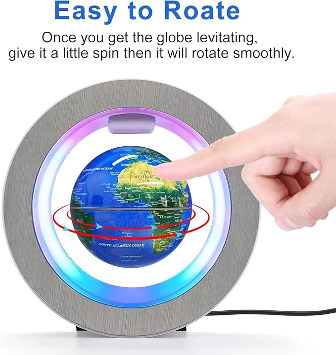 Flagest Magnetic Levitation Floating Globe - Levitating O Shape Globe with LED Lights for Education Home Office Desk Decor - Birthday Holiday Party Gift (4Inches)