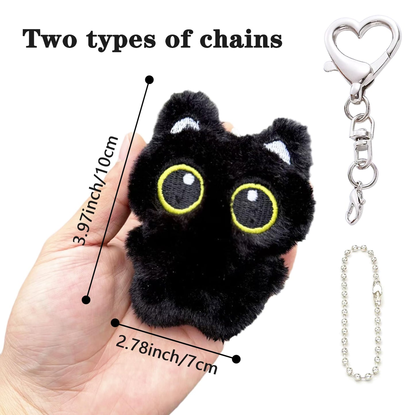 Fuerxy Black Cat Bag Charm, Cute Cat Plush Keychain, Black Cat Gifts for Handbags Backpacks Purse Keychain Accessories Charm Cat Lover Gifts