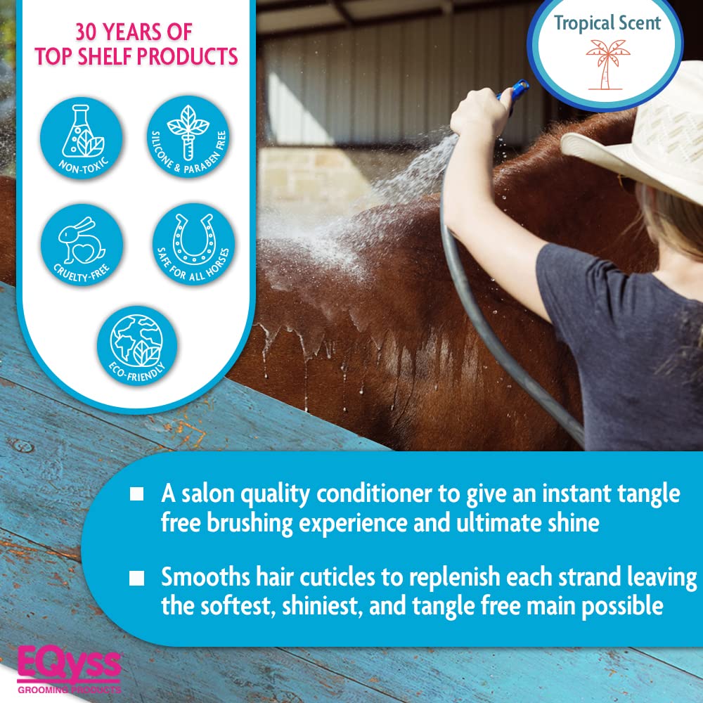 EQyss Premier Equine Conditioner - Moisturize Skin, Detangle Horse's Mane, Tail, & Coat, Add Shine, Tangle-Free Brushing, Minimi