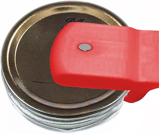 2pcs Canning Jar Opener with Magnets Mason Jar Opener Canning Tool Releases Vacuum Seal on Wide Mouth and Regular Mouth Lids (Red)