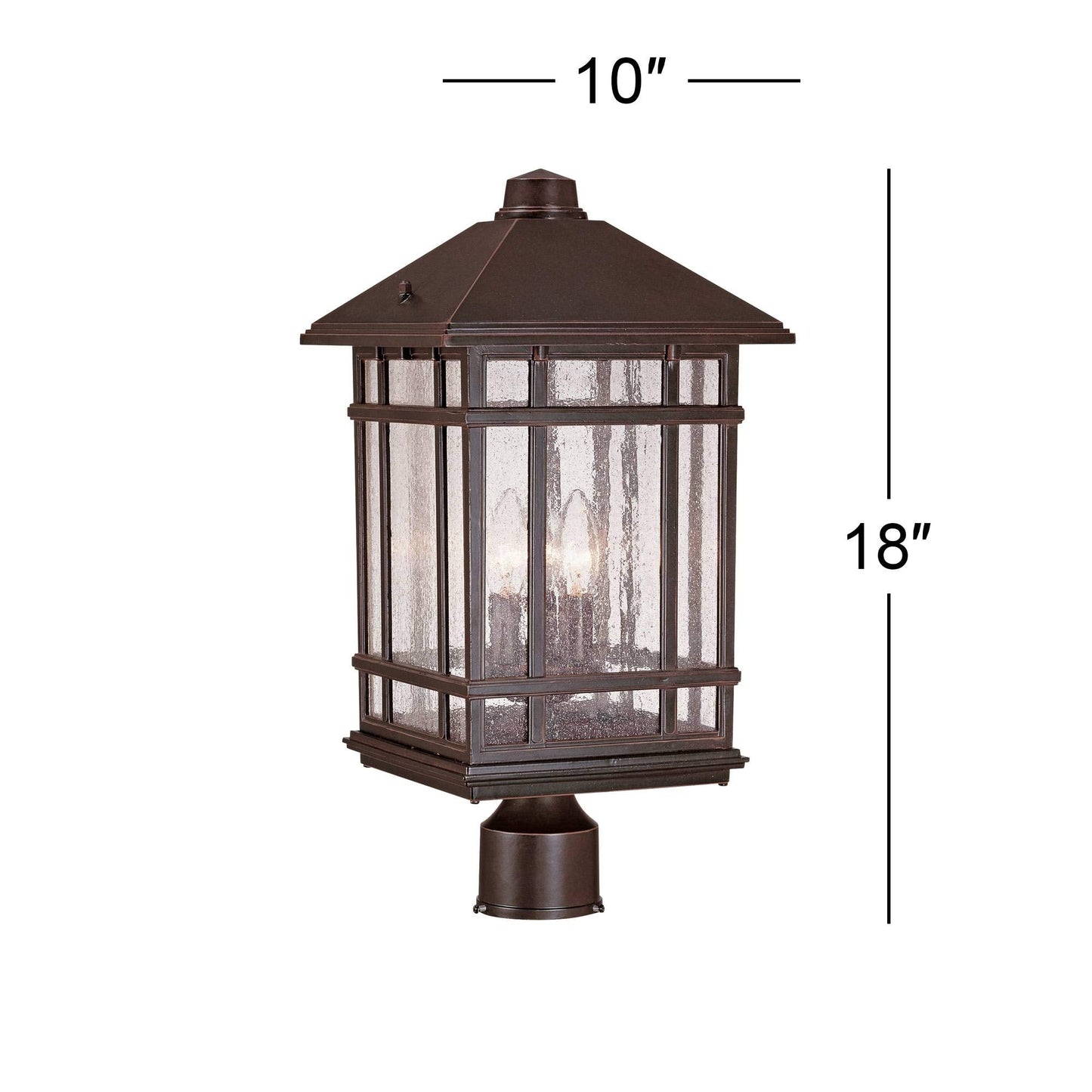 Kathy Ireland Outdoor Post Light, 18 Rubbed Bronze, Frosted Seeded Glass Panels, Model Lp123S-2C-E12, For Porch, Patio, Garden, Driveway