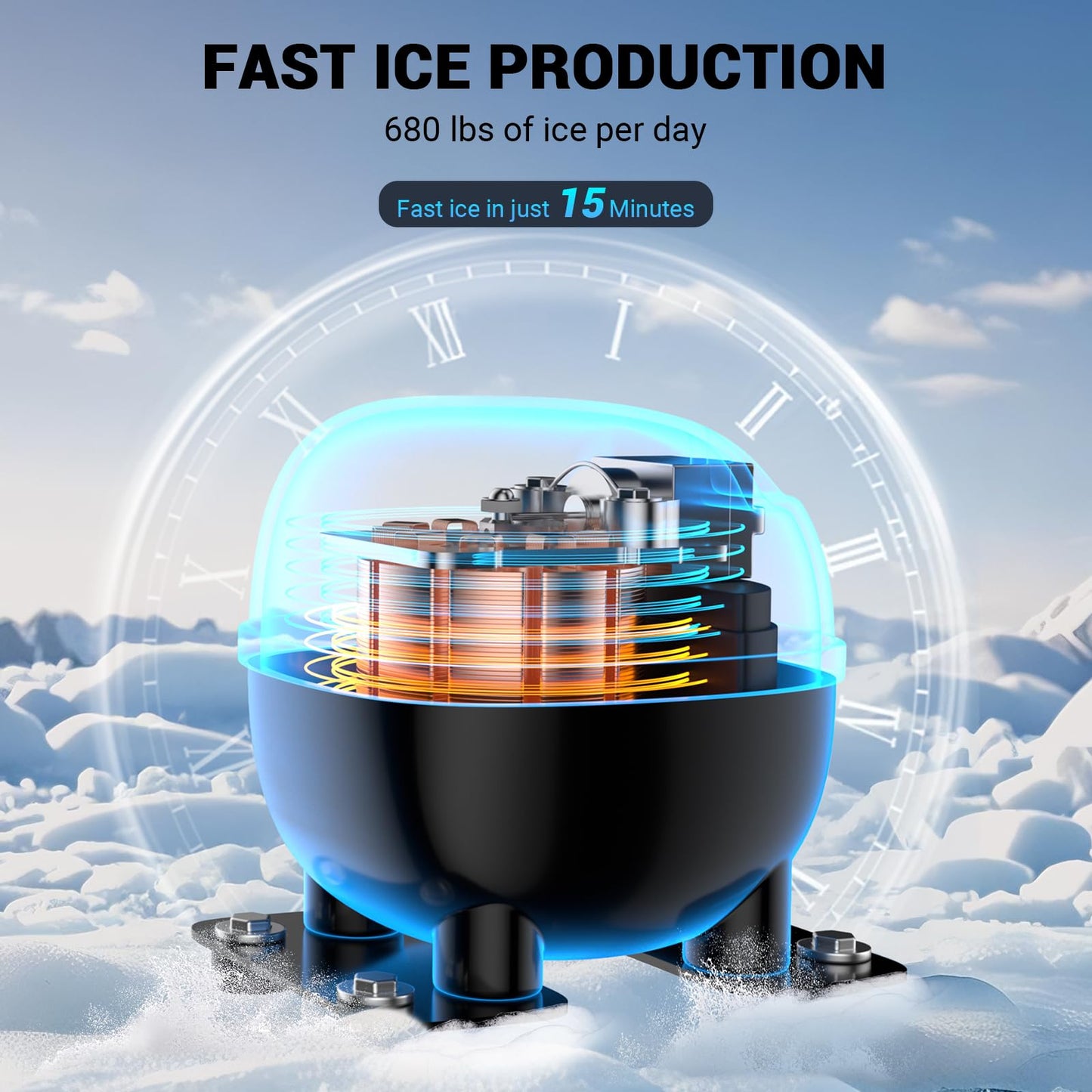 Commercial Ice Machine 680 LBS/24H, Commercial Ice Maker with 560 LBS Storage Bin, Ice Cubes Ready in 5-15 min, Freestanding Ice Maker Machine, Self-Cleaning, Thicknesses Adjustable, Stainless Steel