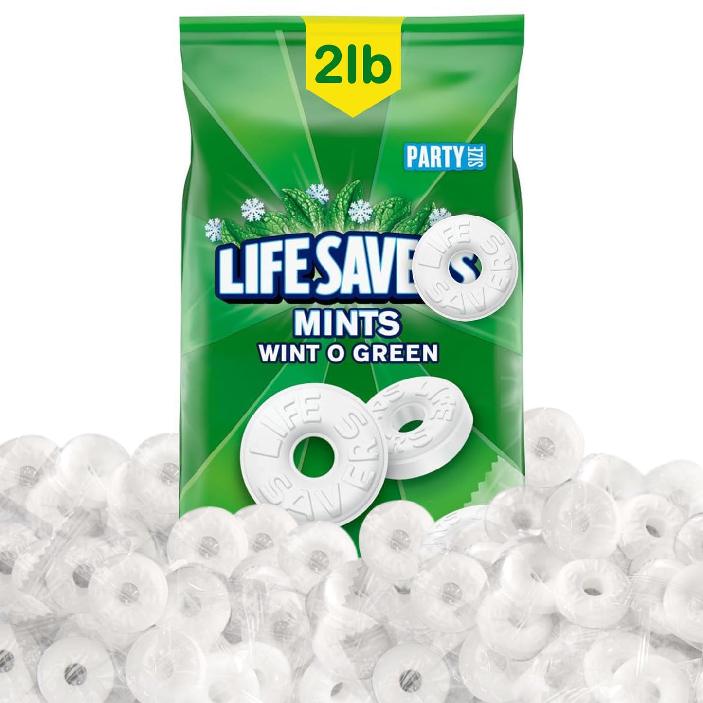 Classic Wint O Green Candy - 2LB Bulk Bag Individually Wrapped for Freshness - Refreshing Wintermint Candies for Parties Office Candy Buffets and Holiday Gifting