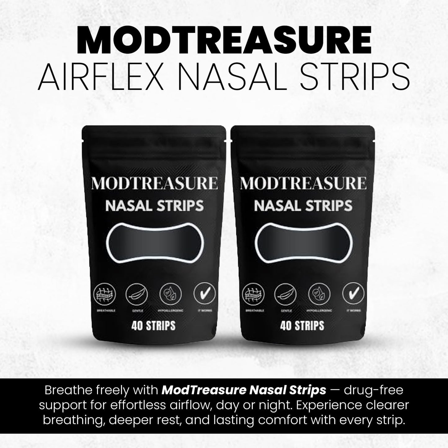 Anti Snoring Nasal Strips 40 Count – Magnetic Nose Strips for Breathing, Gentle & Hypoallergenic Nose Strips for Breathing, Instantly Open Airways for Easy Breathing & Natural Sleep Aid.