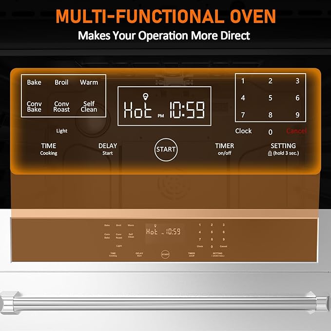 LinTimes Stainless Steel 30" Touch Control Built-in Oven HEW3001 - Microwave Drawer, Microwave Countertop, Electric Built-in Touch Panel Oven, Microondas Con Extractor De Cocina