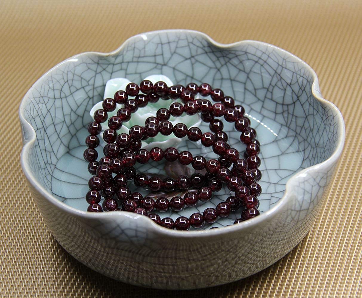 Natural A Grade Red Garnet Gemstone 6mm Round Beads Stretch Bracelet 7 Unisex