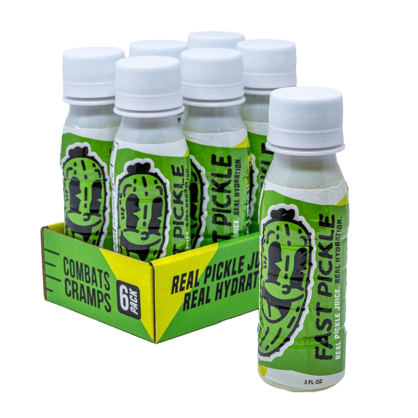 Fast Pickle Juice Pickle Shots For Leg Cramps Relief - Hydration & Electrolyte Support No Sugar Natural Ingredients - 3 Oz 6 Pack
