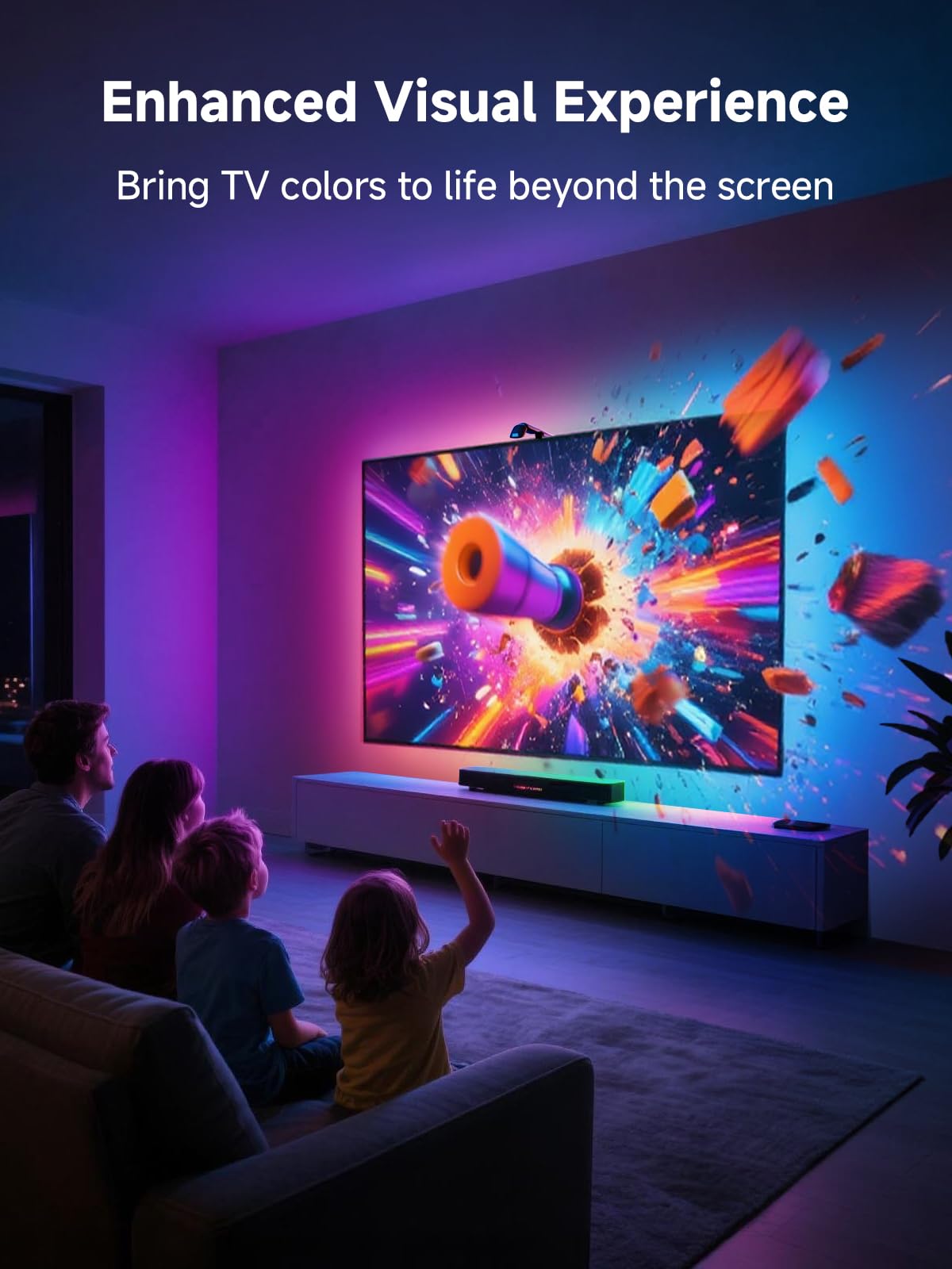 KANTUTOE TV LED Backlight with Camera, 13.7ft LED Lights for 45-65 Inch TVs & PC Monitors, Smart App Control TV Lights That Change with TV, Music Sync Strip Lighting for Gaming, Home Decor