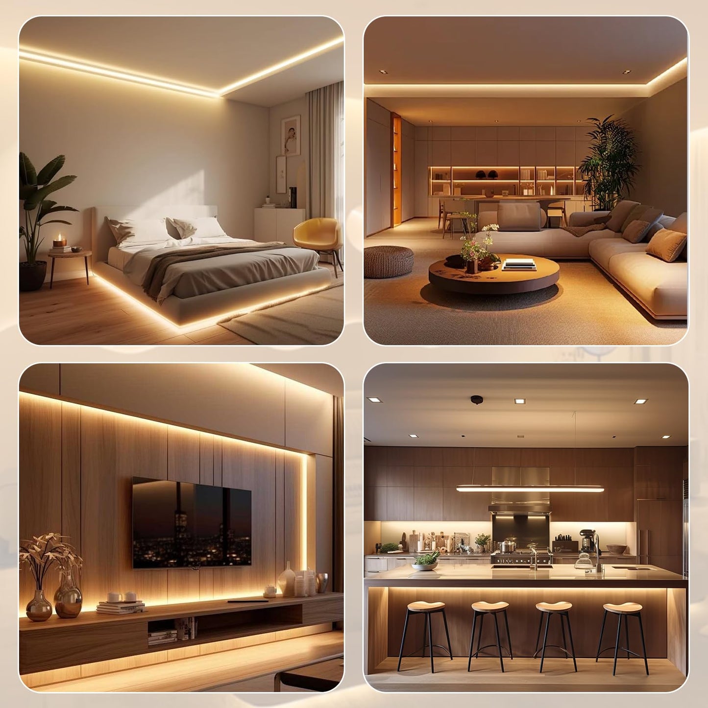 Wefomey 65.6Ft Cob Led Strip Light With Remote 3000K Dimmable Bright Warm White Led Lights Strip Flexible Dc24V Led Tape Light For Bedroom Kitchen Diy Lighting (2 Rolls Of 32.8Ft)