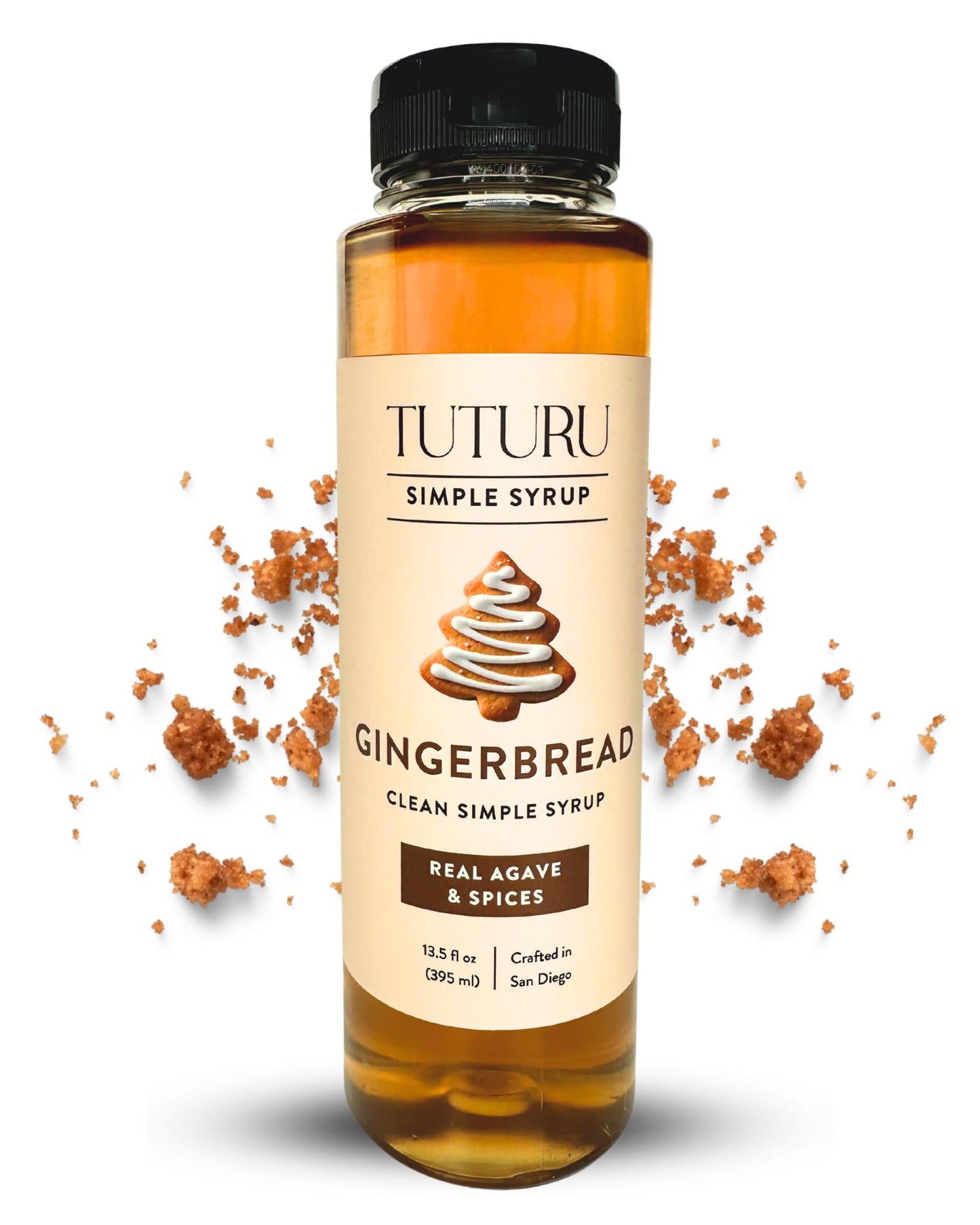 Gingerbread Simple Syrup for Coffee Cocktails Matcha - Sweetened with Agave Nectar - Infused with Real Gingerbread Spices - 13.5 oz