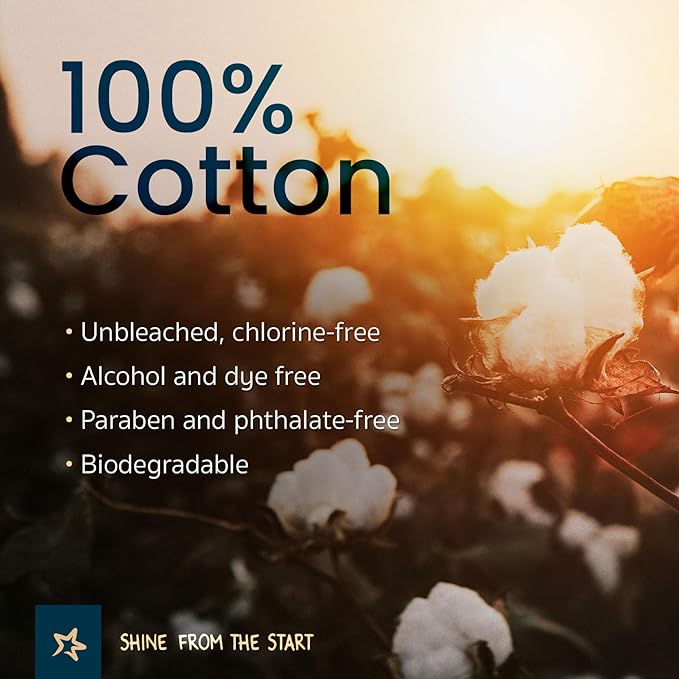 Tiny Twinkle 100% Cotton Dry Wipes for Baby | 480 Count | Use Wet or Dry | Scent Free (Fragrance-Free), Hypoallergenic & Chemical-Free | Ultra Soft, Strong & Gentle for Sensitive Skin