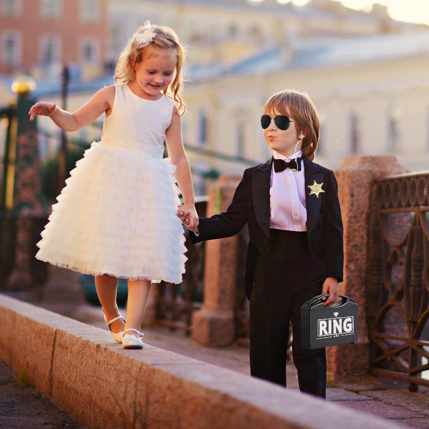 Ring Wedding Bearer Security:Ring Wedding Security Set Ring Box Bearer + Glasses + Earpiece + Badge Ring Gifts Proposal