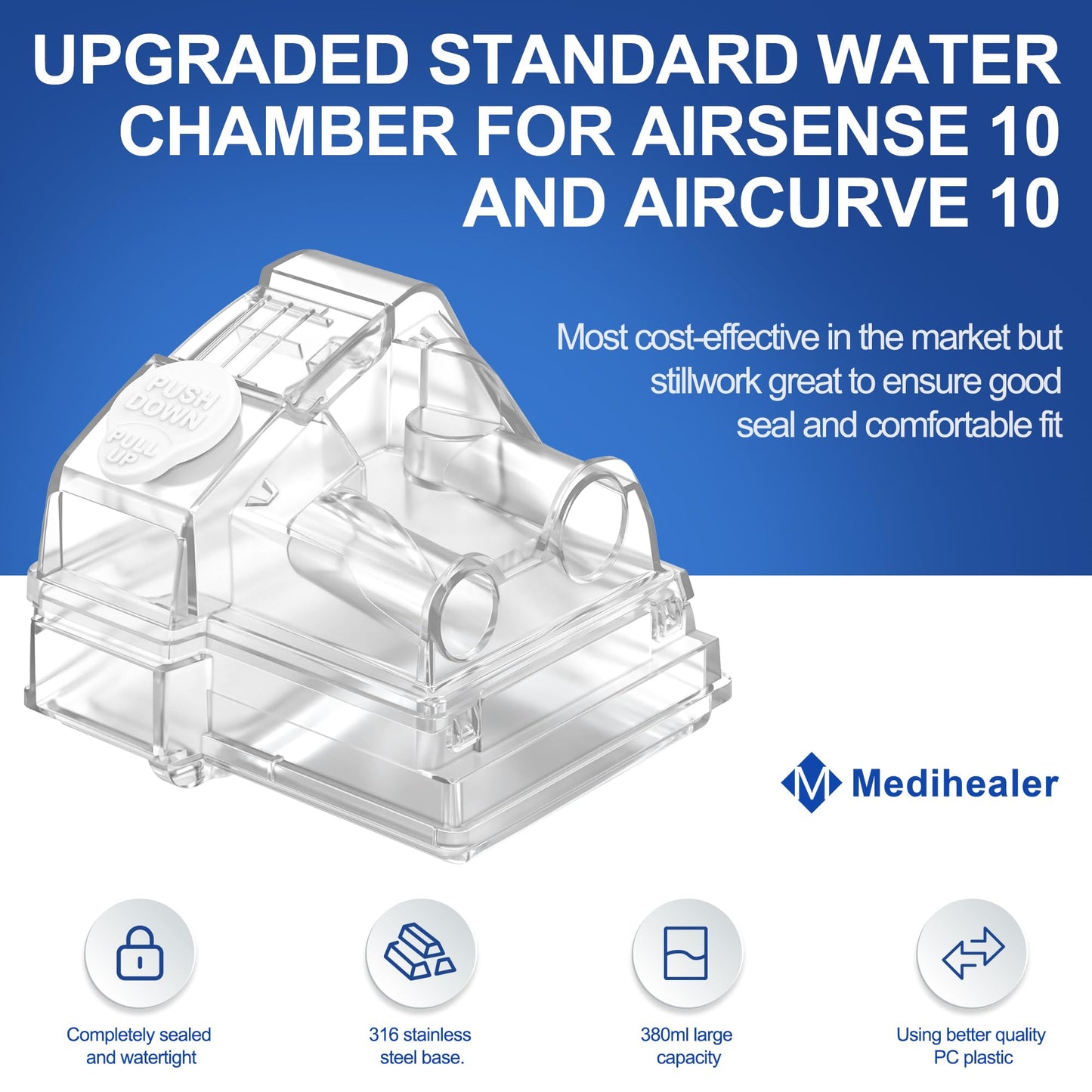 2025 Latest Water Chamber for AirSense 10 and AirCurve 10, FSA HSA Eligible,380ml Upgraded Humidifier Tub for AirSense 10 not AirSense 11,Great-Value CPAP Supplies by Medihealer.