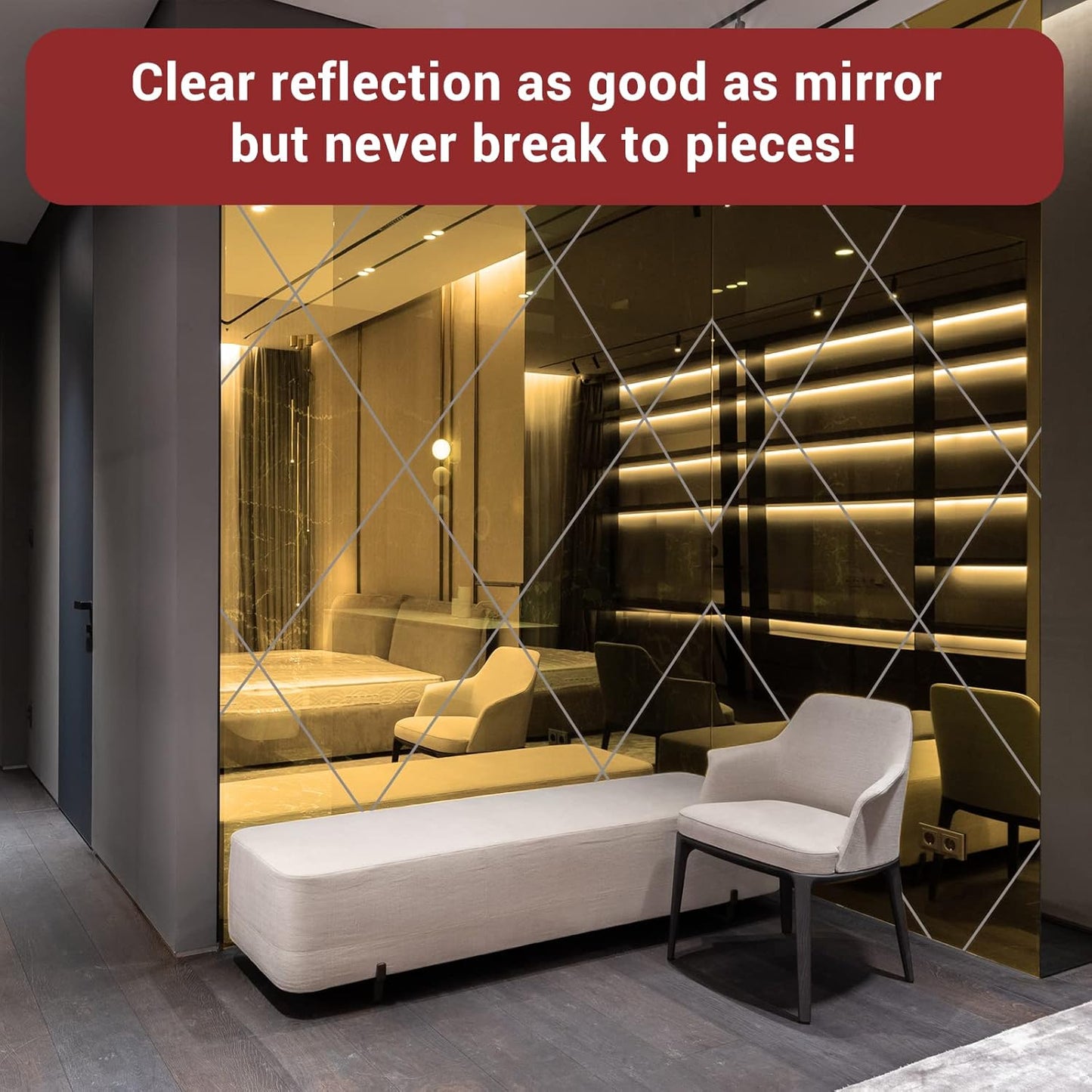 Enoin 8 x 12 Inch Gold Acrylic Sheet - Cut to Size Plexiglass Sheets 1/8 inch Thick, Small Wall Mirrors for Wall Decor DIY Craft Acrylic Sign