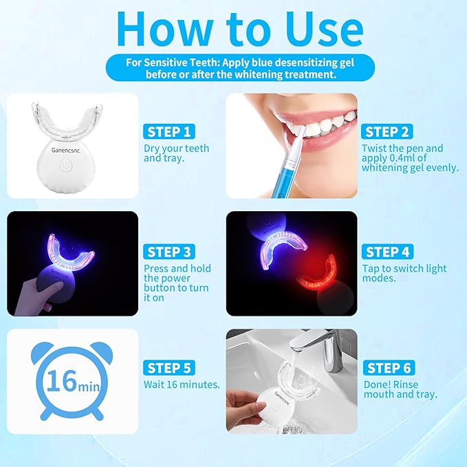 eeth Whitening Kit for Sensitive Teeth | 32X LED Light, 3 Teeth Whitening Gel Pens & 1 Remineralization Pen |Wireless with Tray ,35% Carbamide Peroxide Teeth Whitener