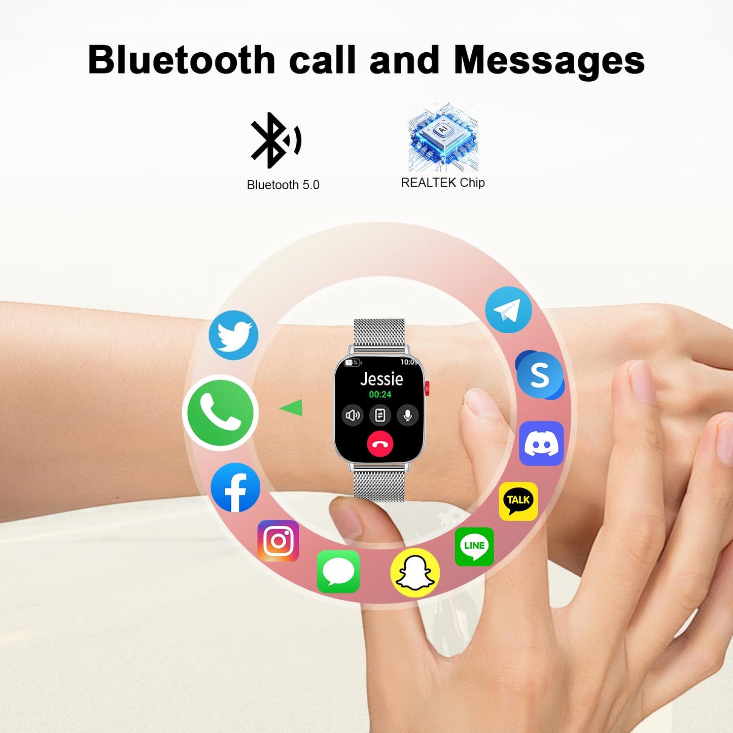Kazunet Smart Watch for Women Men,1.83" HD Smartwatches (Answer/Make Call), IP68 Waterproof Activity Fitness Tracker, HR, Sleep Monitoring, Pedometer, Fitness Watch for Android iOS (Silver)
