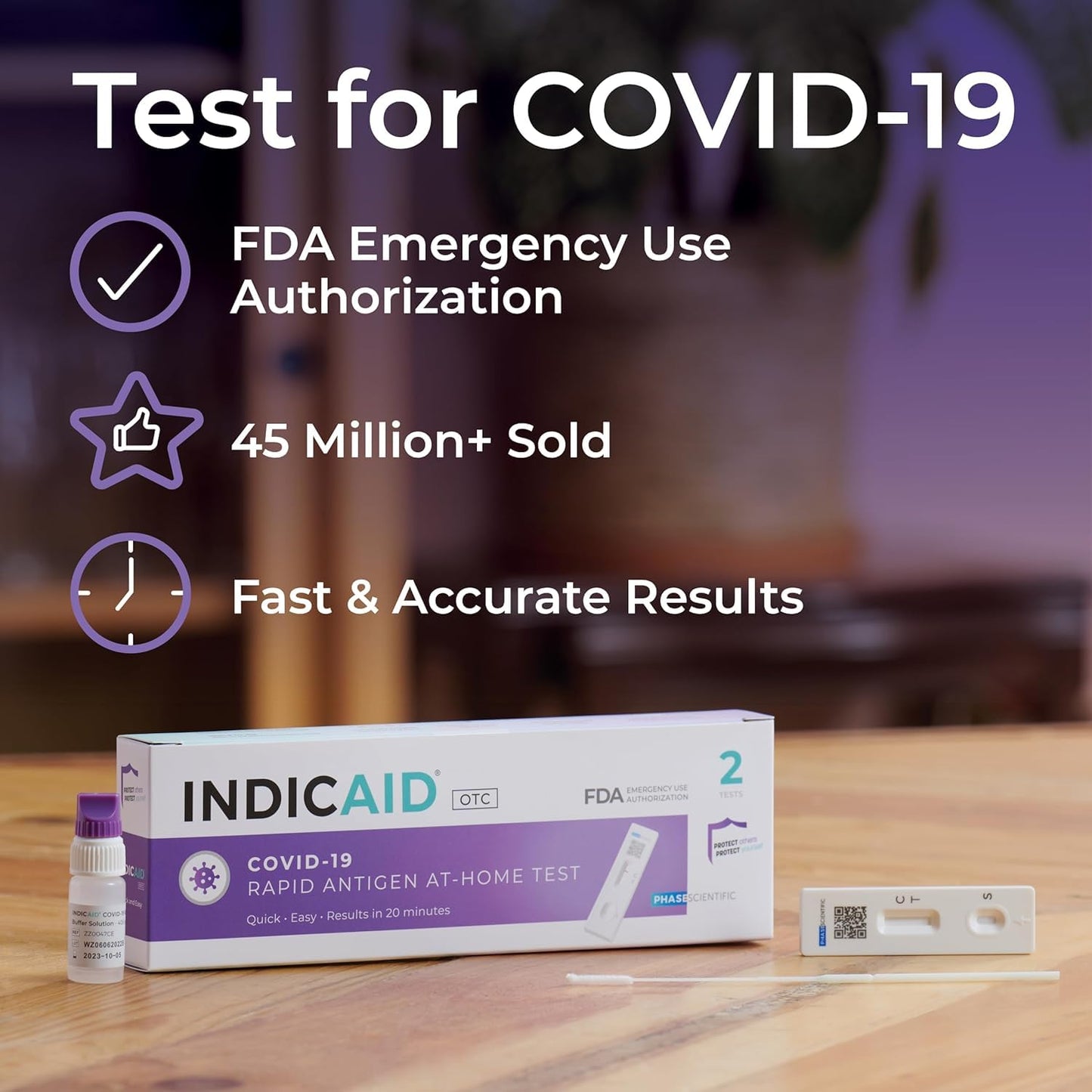 INDICAID COVID-19 Antigen Rapid Test, FDA EUA Authorized OTC COVID Home Test, 2 COVID Tests in a Individual Pack, Convenient for Both Home Use and Business Distribution, HSA/FSA Eligible, Easy to Use