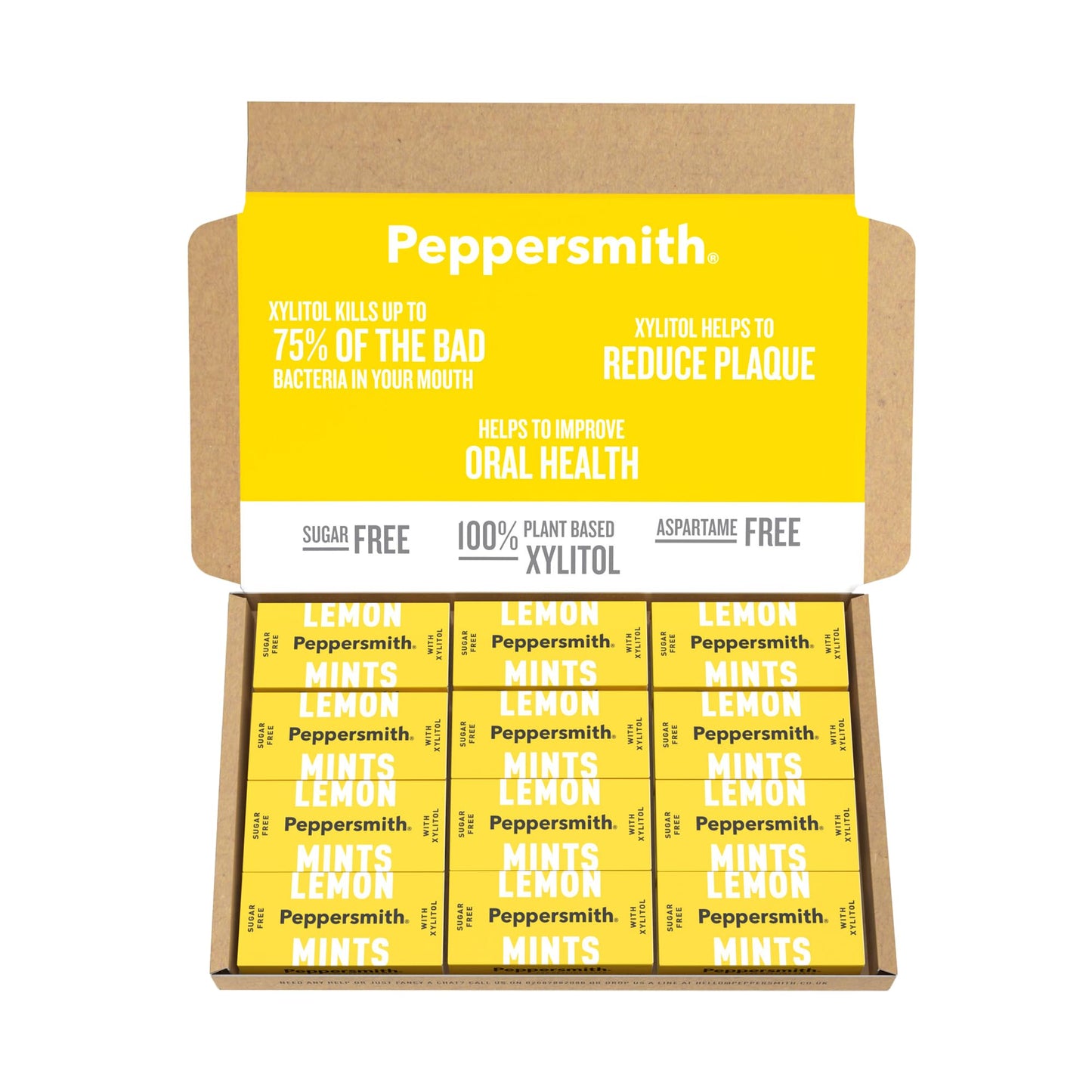 Peppersmith 100% Xylitol Mints, Sicilian Lemon and Fine English Peppermint, 25 Mints15 g (Pack of 12, Total 300 Mints)
