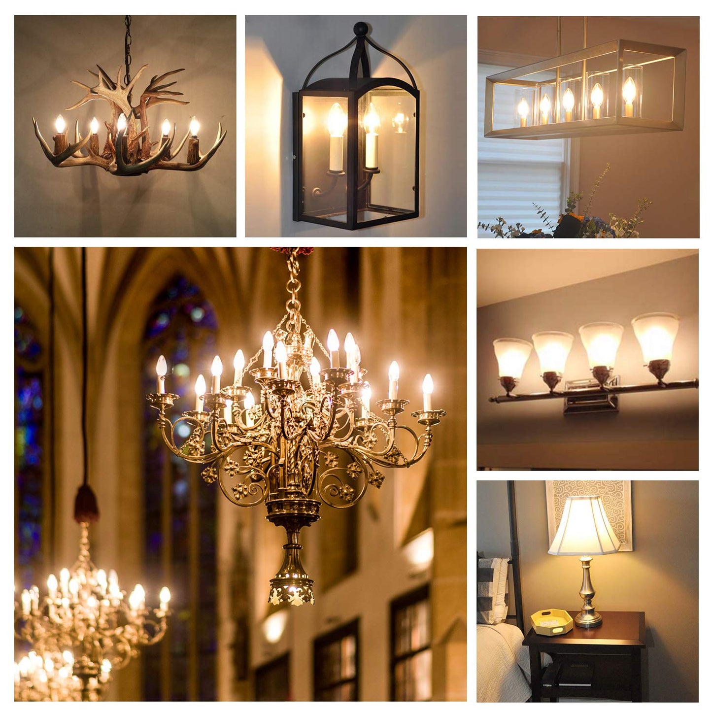 Hizashi 60W Dimmable Candelabra Led Bulbs, 2700K Soft White, E12, B11, 12 Pack, Ul Listed, 550Lm, Glass