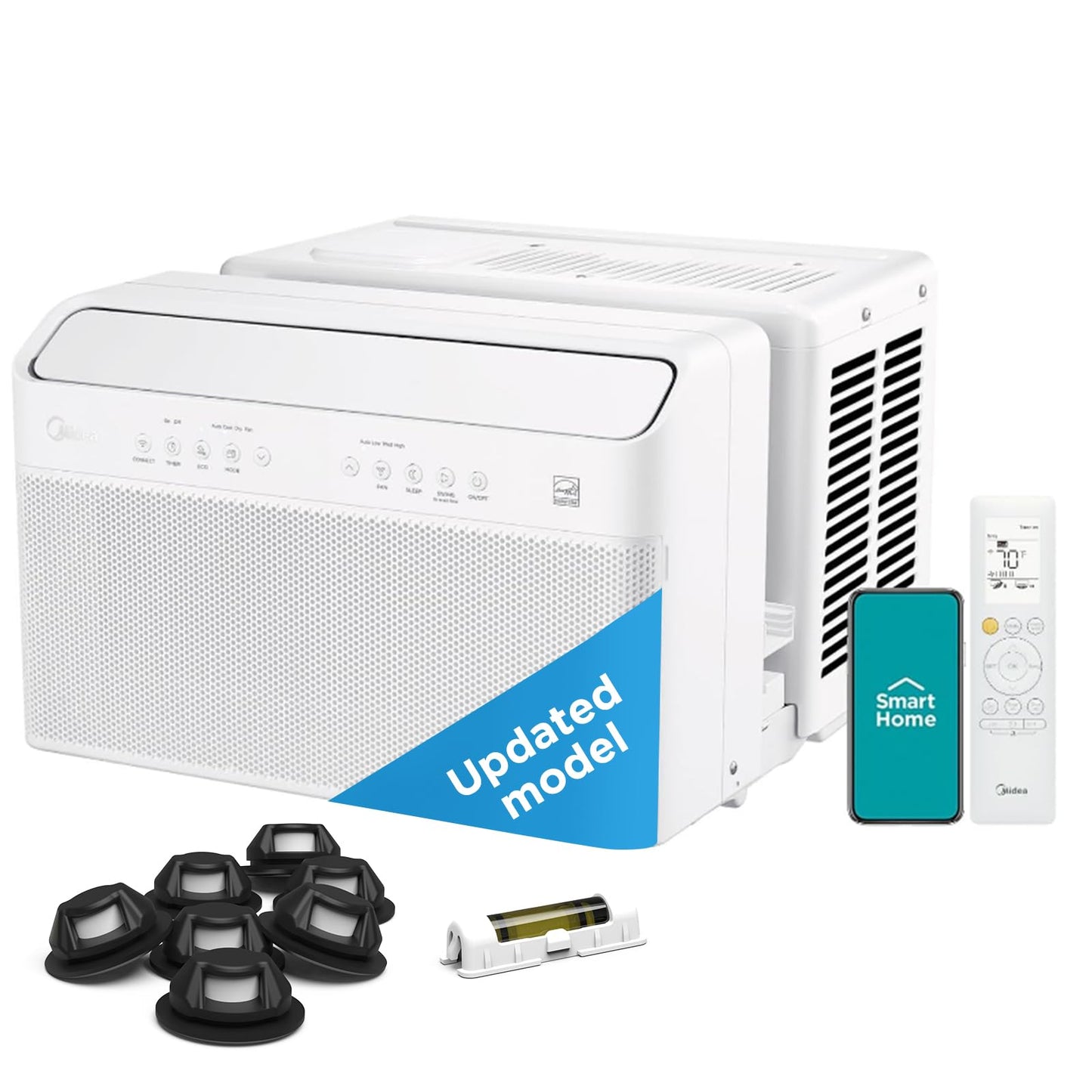 Midea 12,000 BTU U Shaped Smart Inverter Window Air Conditioner - Cools 550 Sq Ft, Ultra Quiet with Open Window Flexibility - Al