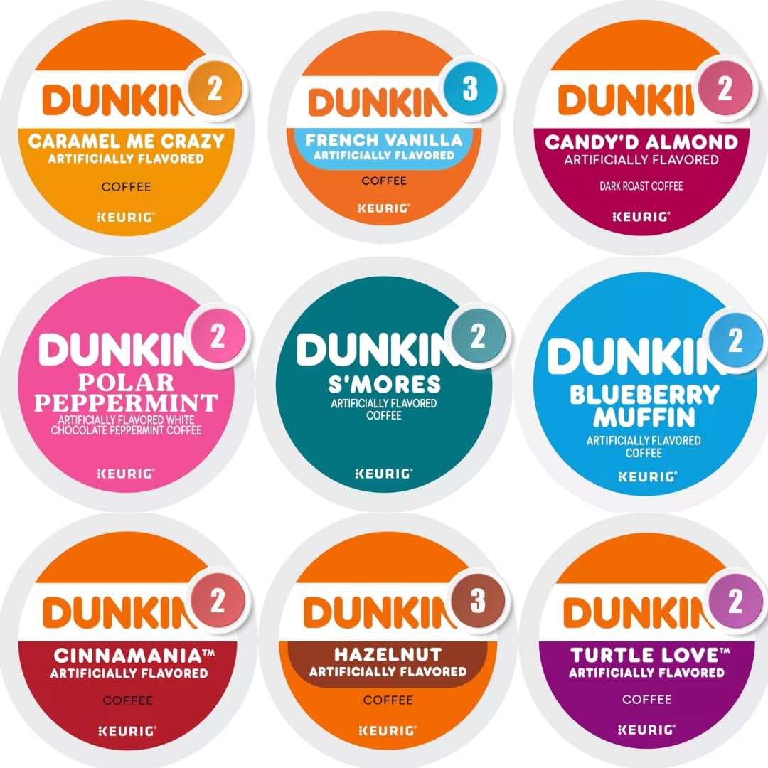 Flavored Coffee Variety Pack - 20 Count K-Cup Pods Sampler for K-Cup malt-inspired - Includes Caramel Me Crazy French Vanilla Hazelnut Blueberry Muffin Polar Peppermint Turtle Love Cinnamania Smores & More