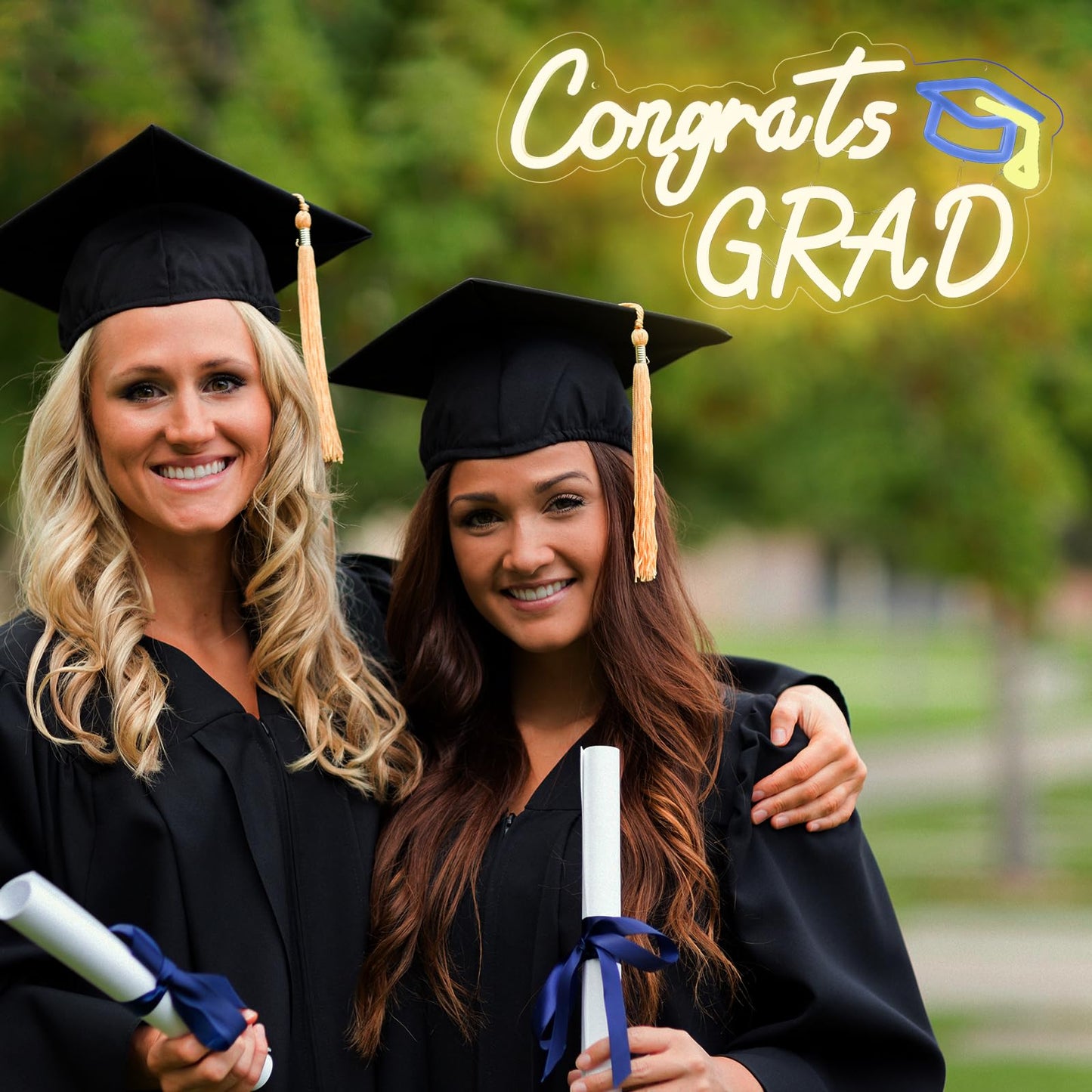 Hmasyo Congrats Grad Neon Sign With Cap Graduation Decorations 2025 Congrats Led Sign Wall Decor Class Of 2025 Party Room Dorm Backdrop Celebration Gifts Warm White Usb Powered Dimmable
