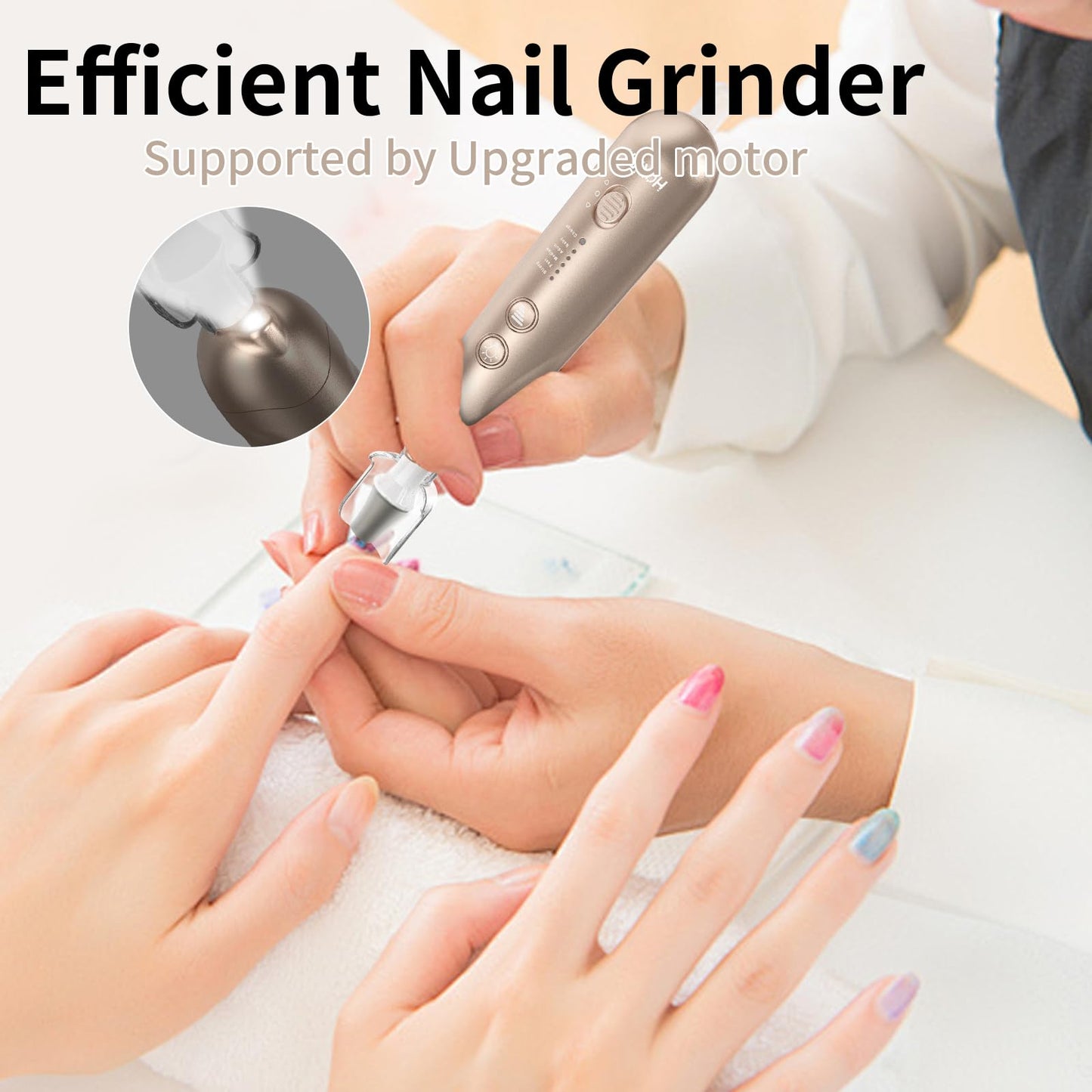 Manicure Pedicure Kit, Professional Nail Grinder for Senior Thick Toenail, Cordless Electric Nail File, 5 Speeds Pedicure Tools