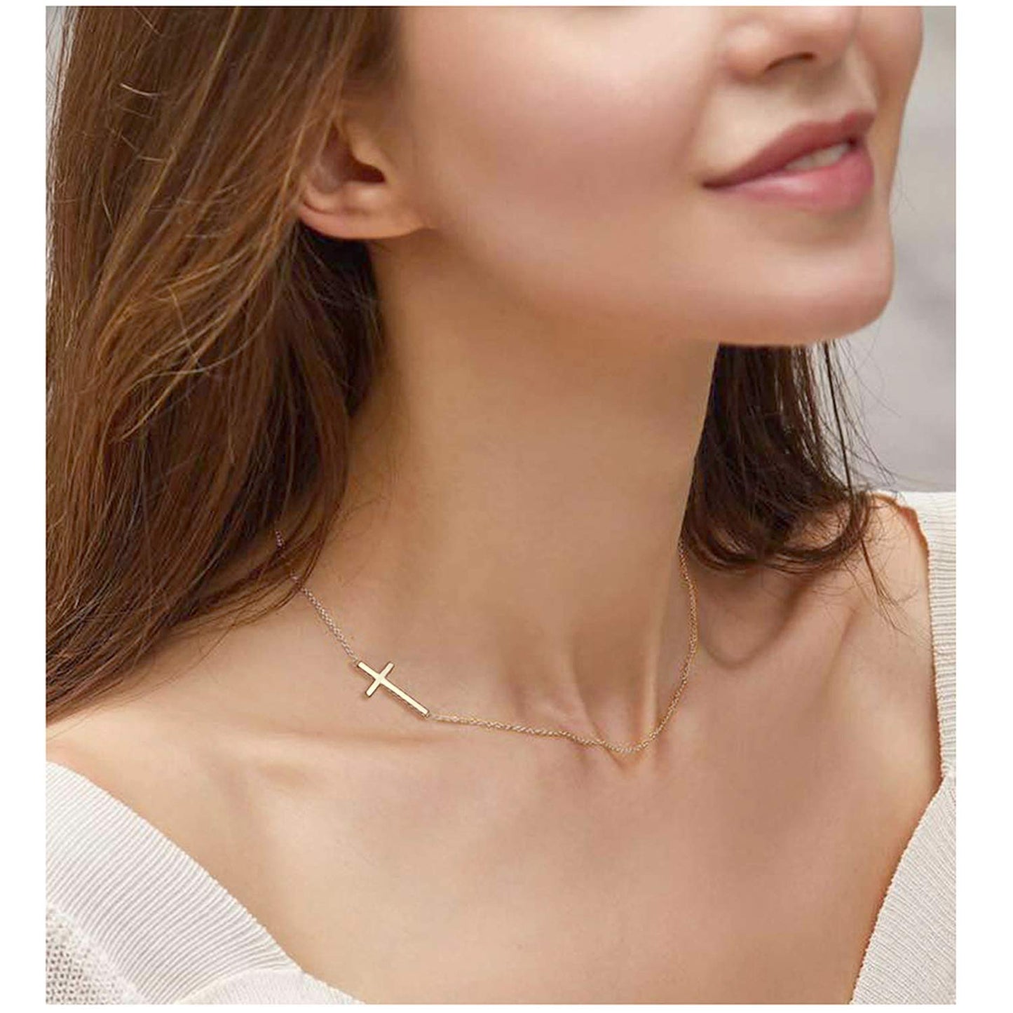 XOYOYZU Tiny Cross Pendant Necklace for Women Simple Cross Necklaces Mothers Day Birthday Gifts for Women
