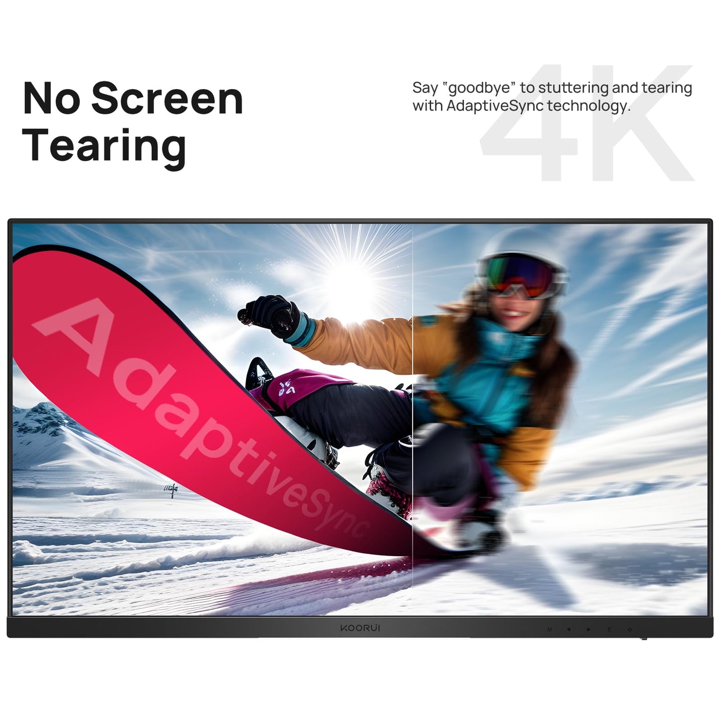 KOORUI 27 Inch 4K Monitor Computer UHD(3840 * 2160) IPS Display, 99% sRGB, 95% DCI-P3, 1.07 Billion Colors, Freesync & G-sync, Displayport & 2X HDMI, VESA 100 * 100mm, Tilt -5 to 20°, Audio Out (N07)