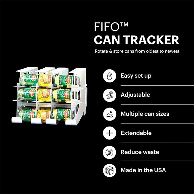 FIFO Can Tracker 3-Pack - 3-Tier Rotating Food Can Organizer for Pantry, Expandable Soda Can Storage for Kitchen, Holds 54 Cans of Food or Soda